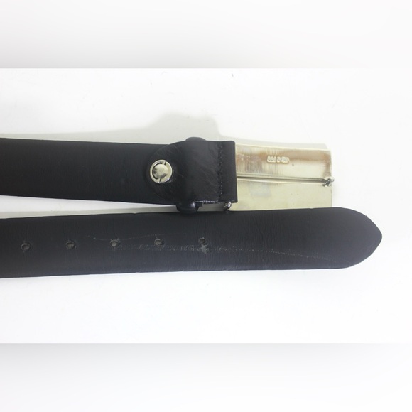 Italian Black Leather Men’s Belt Silver Buckle - Picture 10 of 10